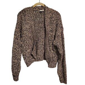 American Eagle Dark Gray White Knit Open Front Cardigan Sweater Size Medium